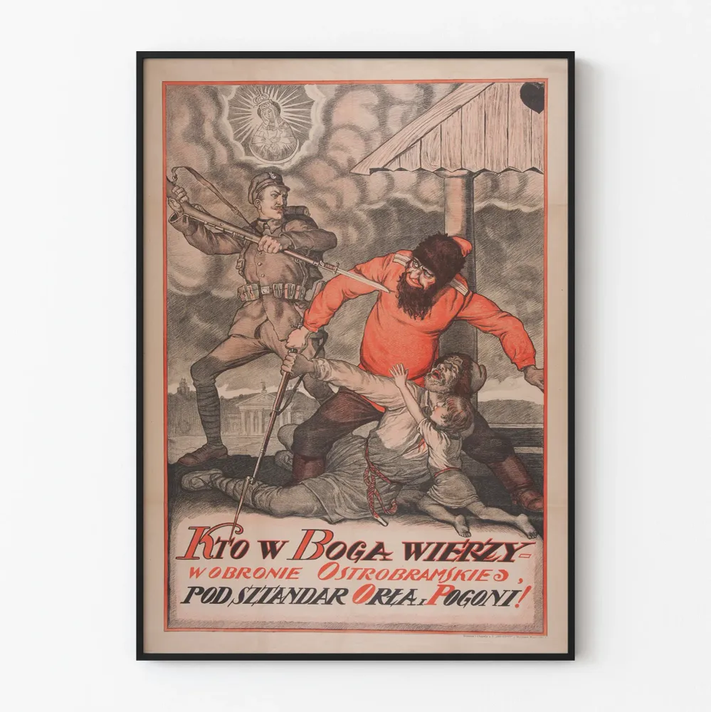 Affiche historique de propagande militaire polonaise en défense religieuse Artem Legrand