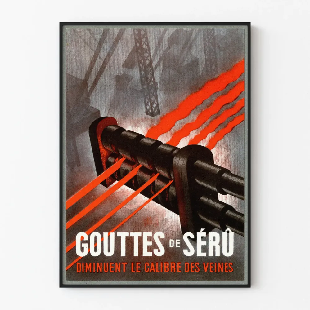 Affiche industrielle vintage Gouttes de Sérû pour décoration murale Artem Legrand