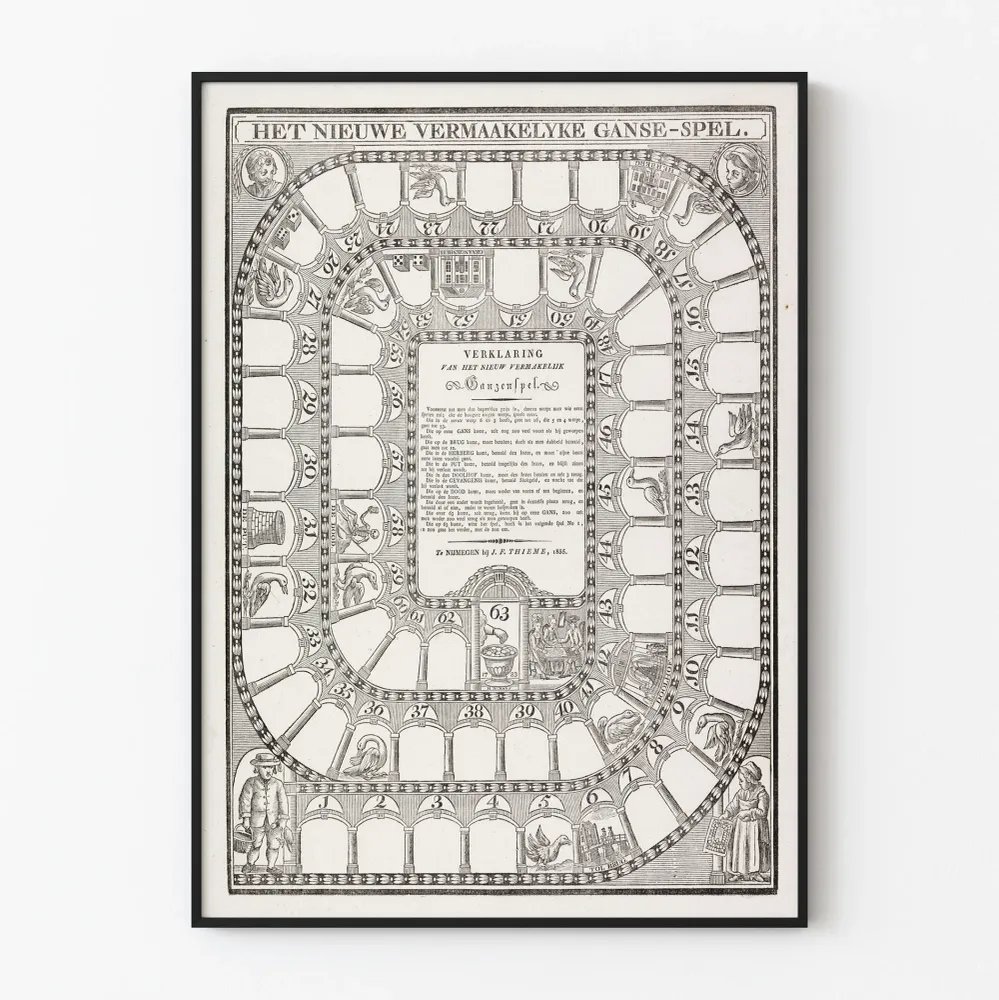 Affiche jeu de l'oie ancien 'Het Nieuwe Vermaakelyke Ganse-Spel' 1835 Artem Legrand
