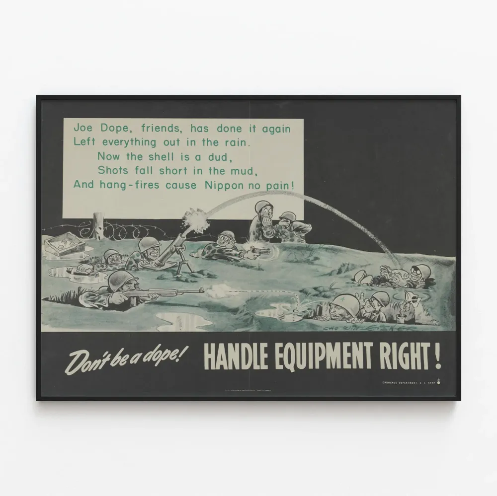 Affiche Murale Vintage Militaire « Don’t Be Dope - Handle Equipment Right » Artem Legrand