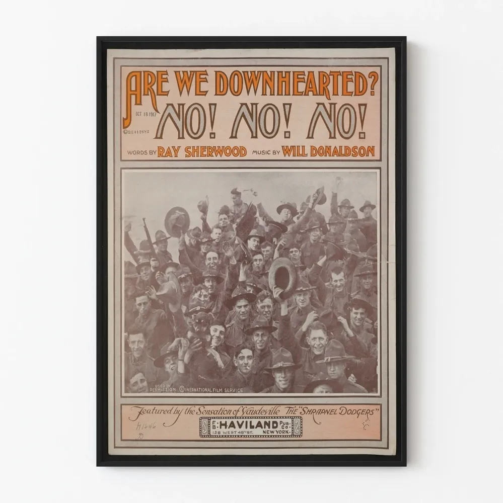 Affiche musicale vintage 'Are We Downhearted? No! No! No!' 1917 Artem Legrand