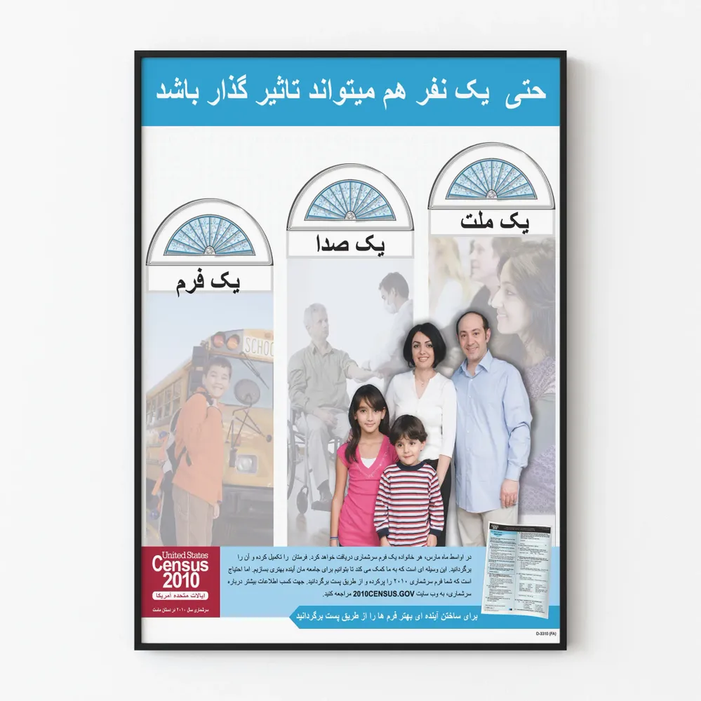 Affiche pédagogique census 2010 en farsi pour la décoration murale Artem Legrand