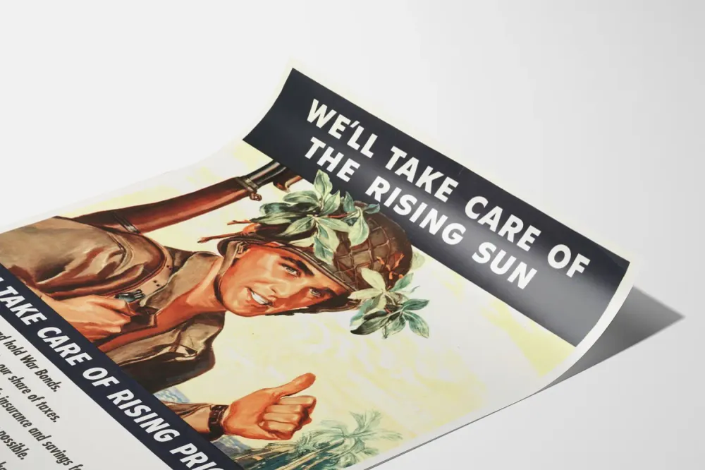 Affiche de propagande militaire vintage avec soldat et texte incitatif Artem Legrand