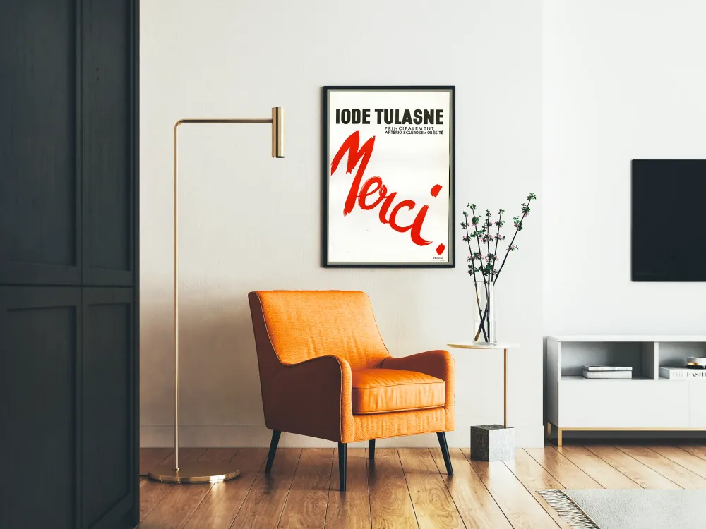 Affiche Publicitaire Iode Tulasne Merci en Lettrage Rouge Artem Legrand