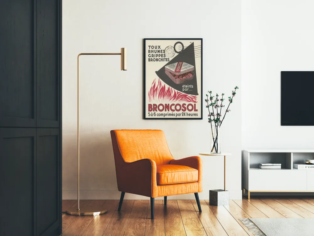 Affiche publicitaire vintage Broncosol - Décoration murale médicale rétro Artem Legrand