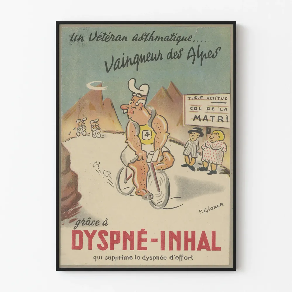 Affiche publicitaire vintage Dyspné-Inhal pour décoration murale Artem Legrand