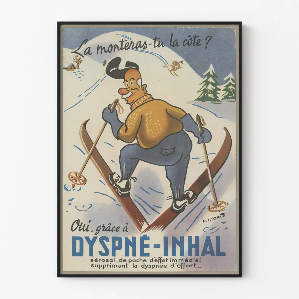 Affiche publicitaire vintage Dyspné-Inhal pour soulagement de la dyspnée Artem Legrand