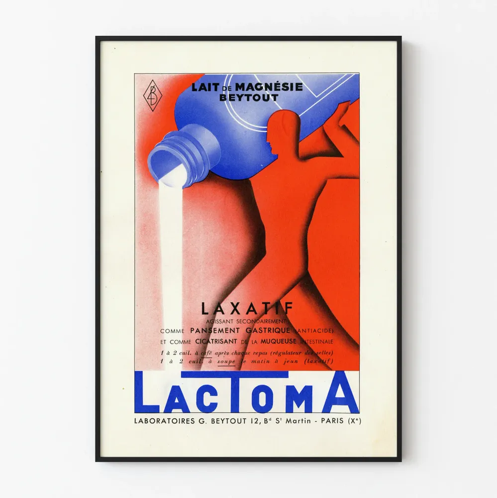 Affiche Publicitaire Vintage Lait de Magnésie Lactoma Artem Legrand