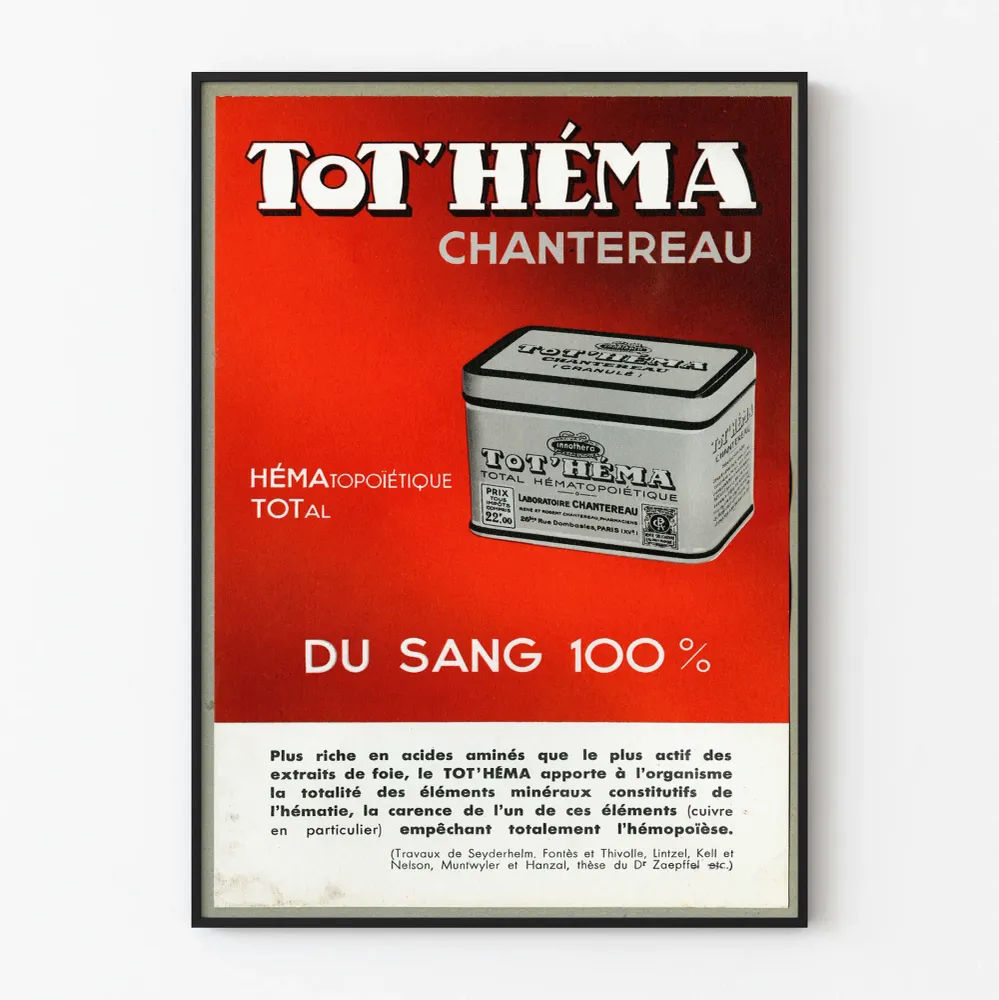 Affiche Publicitaire Vintage Tot'Héma Chanterau pour Décoration Murale Artem Legrand