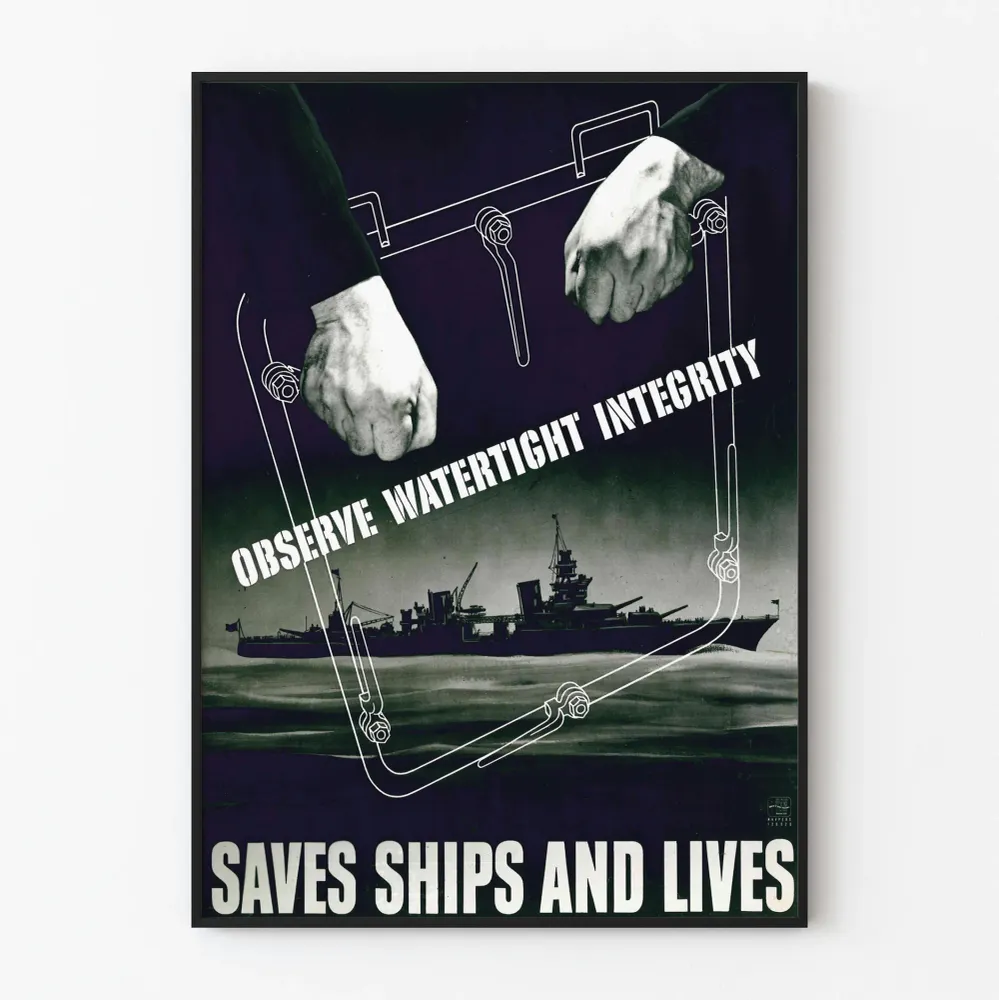 Affiche Rétro Observe Watertight Integrity - Décoration Murale Navale Artem Legrand