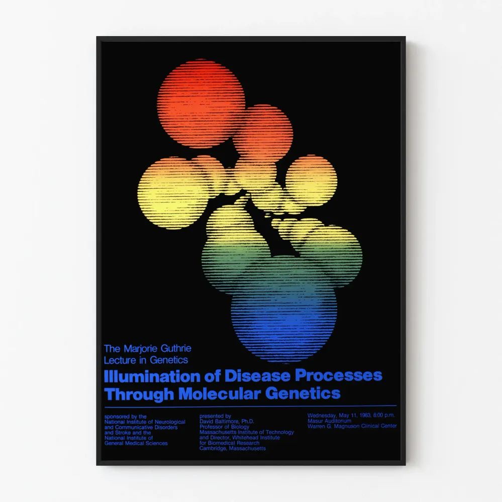 Affiche scientifique vintage sur la génétique moléculaire et les processus des maladies Artem Legrand