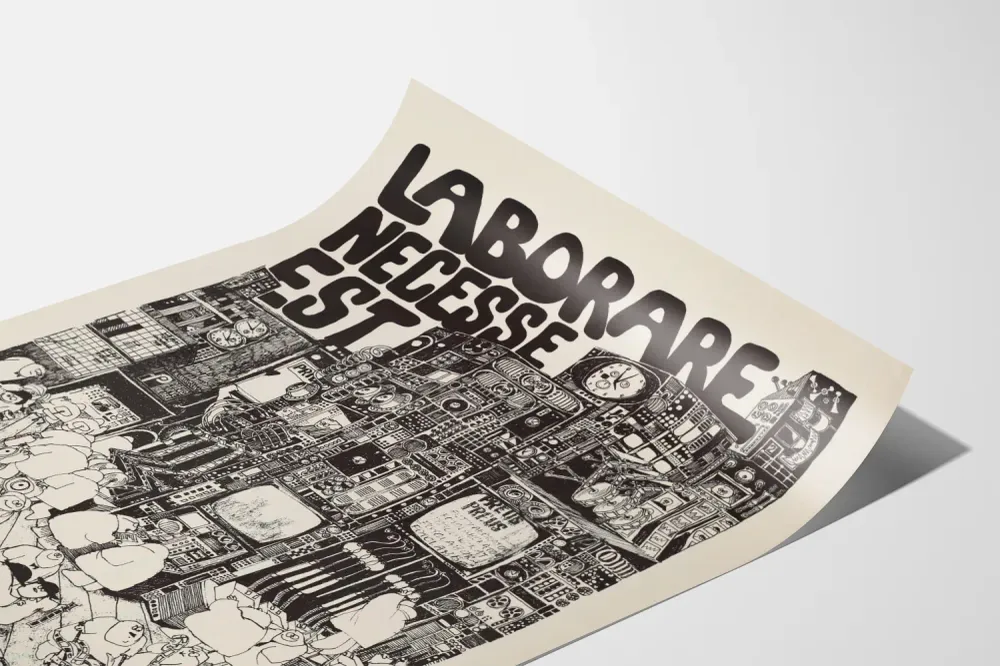 Affiche Sérigraphiée Laborare Necesse Est 1976 Artem Legrand