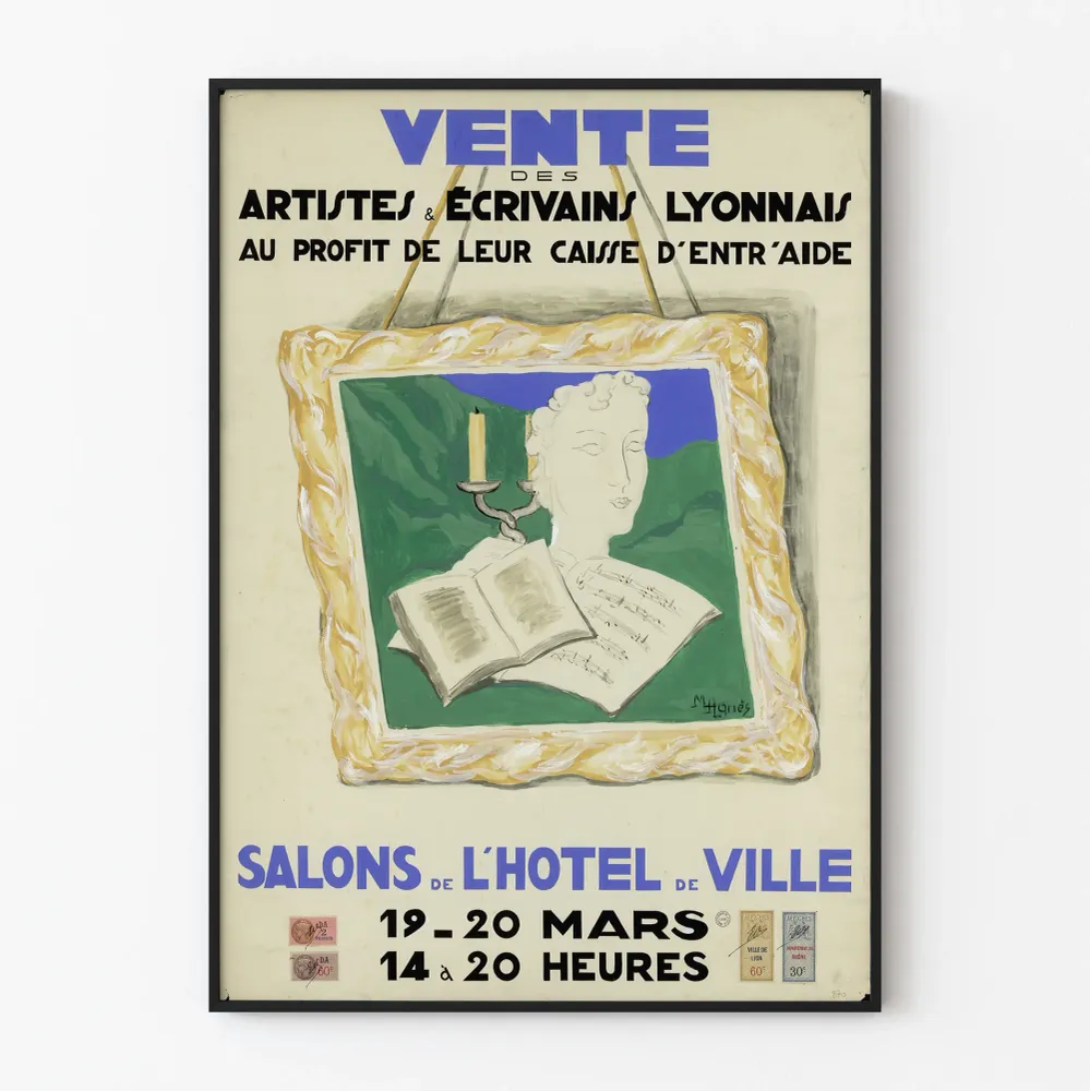 Affiche Vente Artistes et Écrivains Lyonnais - Décoration Murale Culturelle Artem Legrand