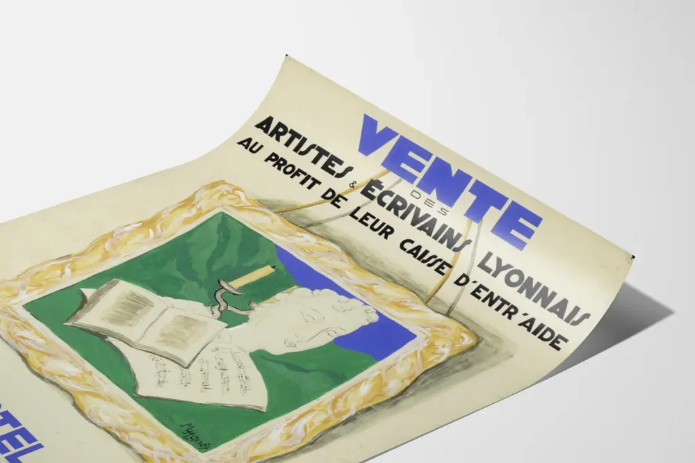 Affiche Vente Artistes et Écrivains Lyonnais - Décoration Murale Culturelle Artem Legrand