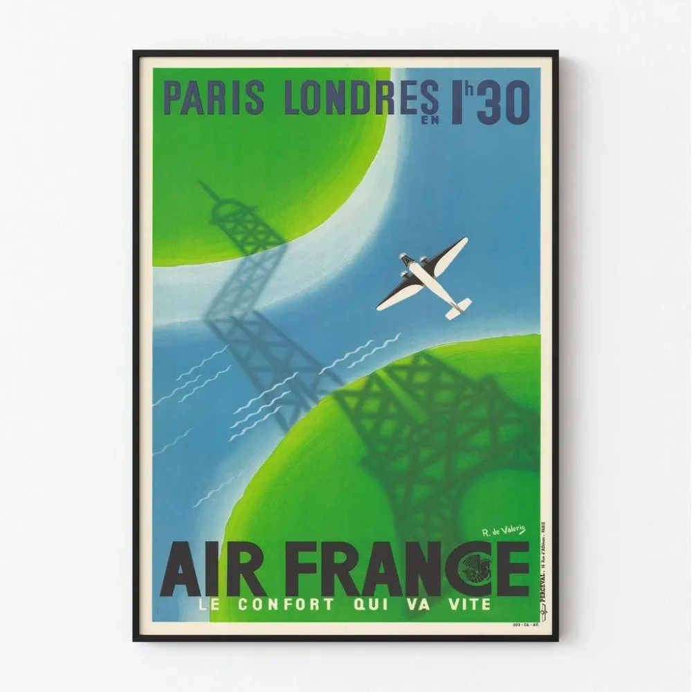 Affiche vintage Air France - Paris Londres en 1H30 Artem Legrand