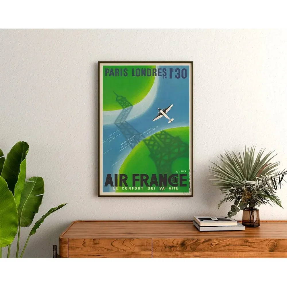 Affiche vintage Air France - Paris Londres en 1H30 Artem Legrand