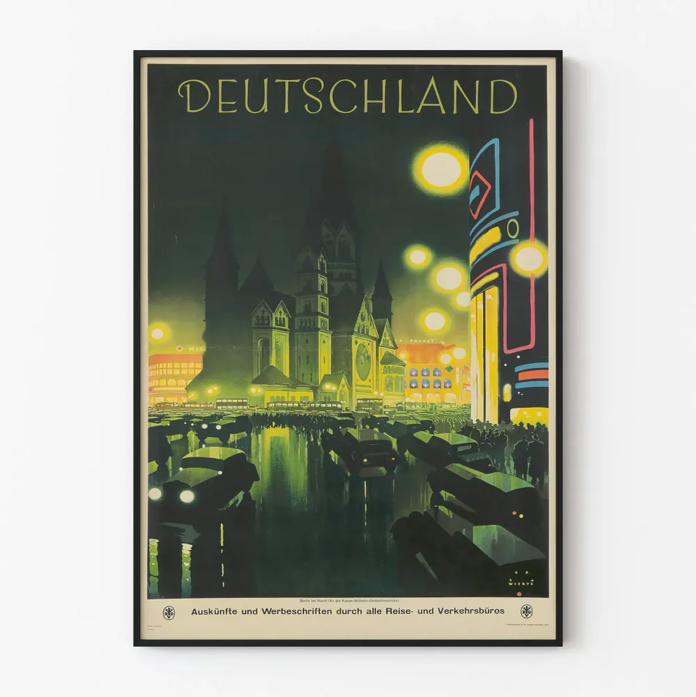 Affiche Vintage Allemagne Berlin Nuit - Décoration Murale Rétro Artem Legrand