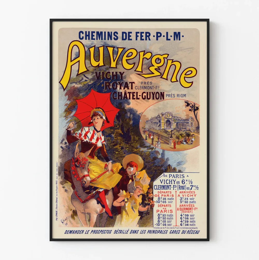 Affiche vintage Auvergne Chemins de Fer P.L.M. décoration murale Artem Legrand