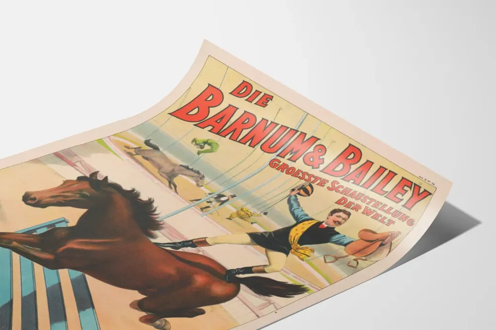 Affiche vintage Barnum & Bailey course de jockeys à cheval Artem Legrand