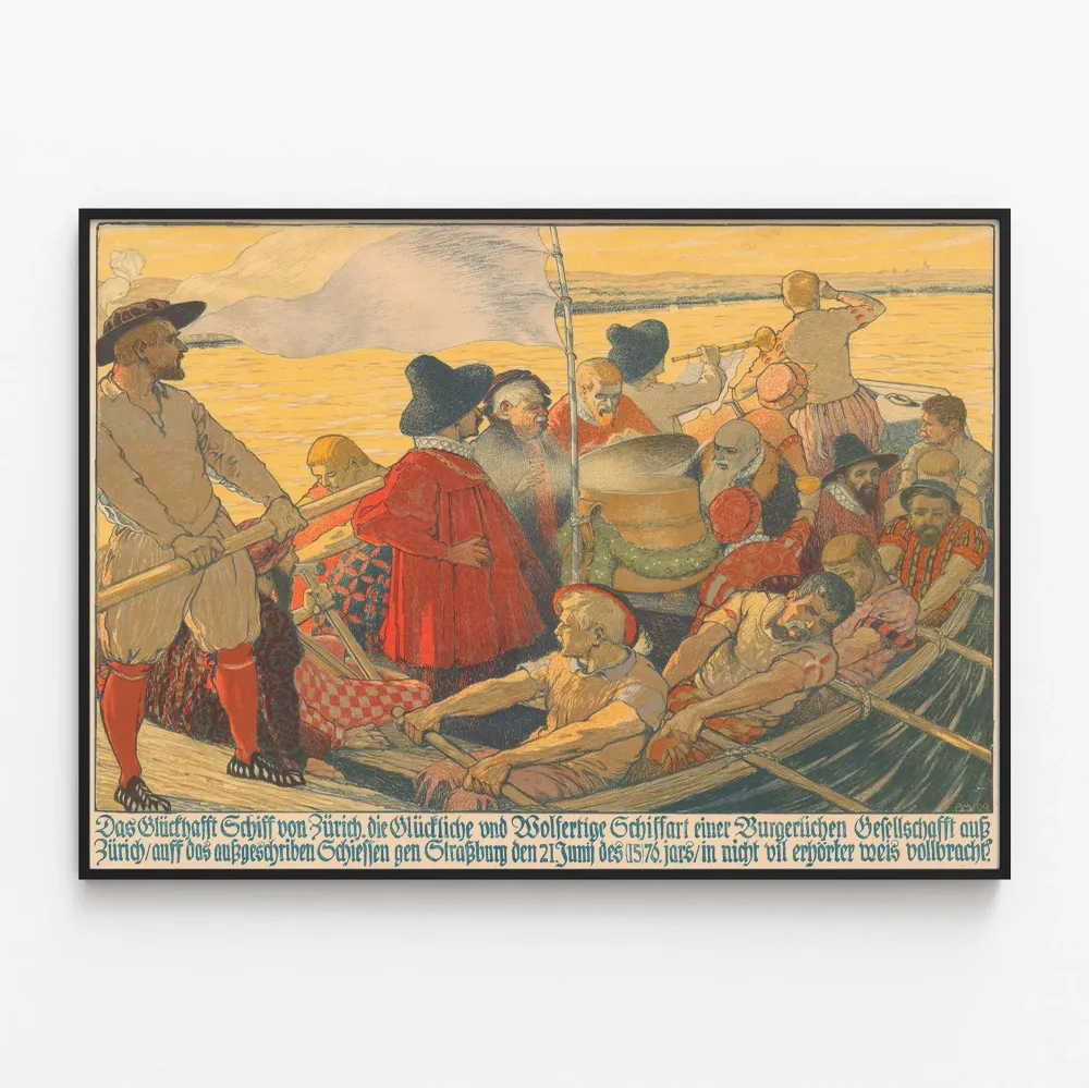 Affiche vintage Le bateau chanceux de Zurich pour la décoration murale Artem Legrand