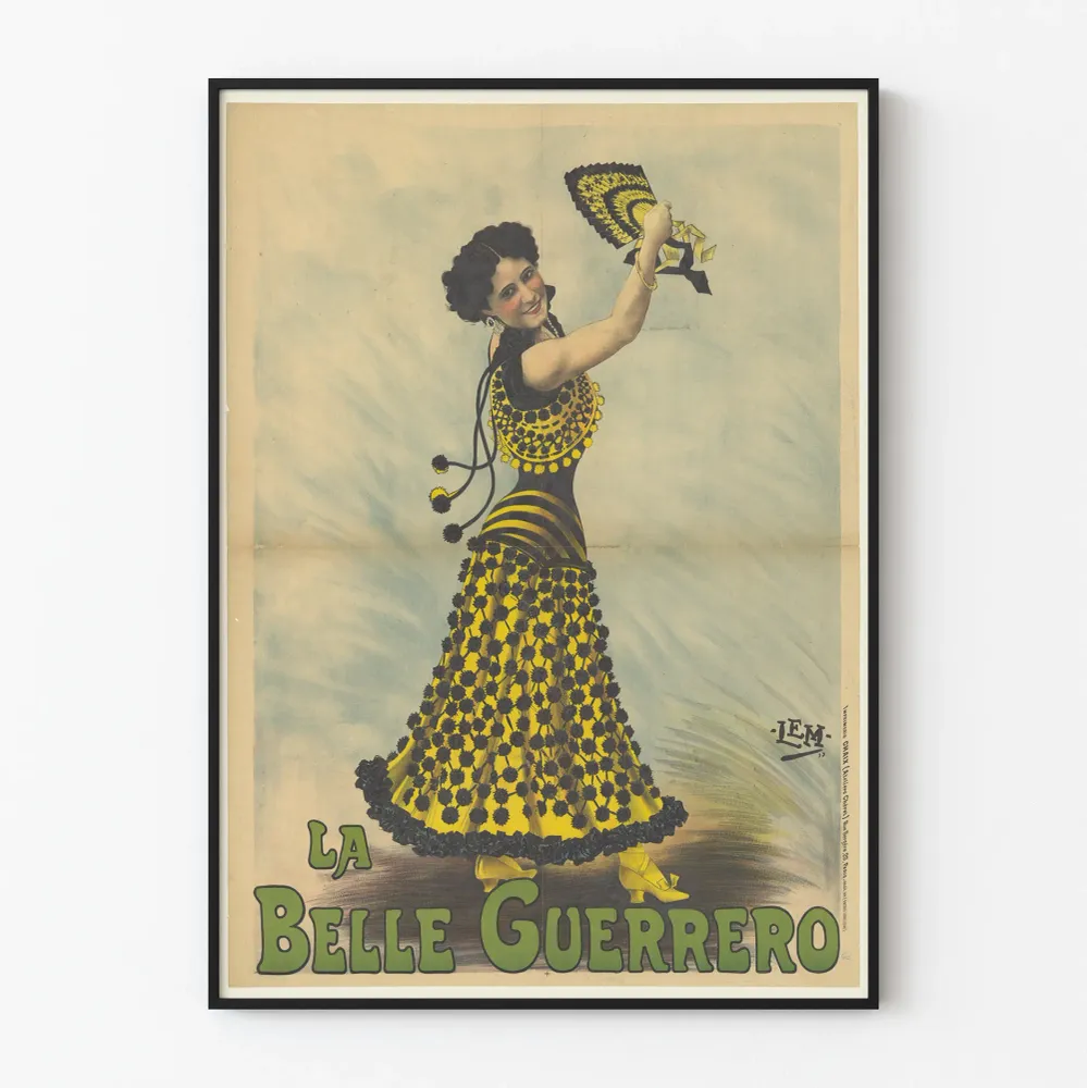 Affiche vintage La Belle Guerrero danseuse en robe jaune Artem Legrand