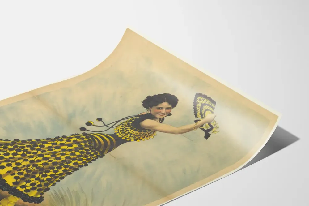 Affiche vintage La Belle Guerrero danseuse en robe jaune Artem Legrand
