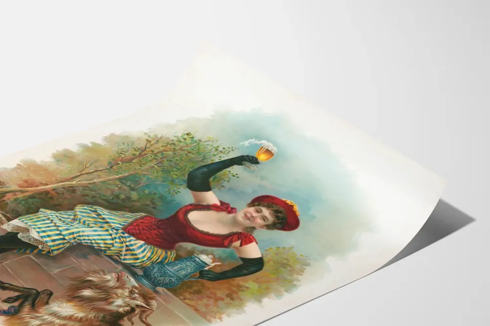 Affiche vintage Bock avec femme et chèvre Artem Legrand
