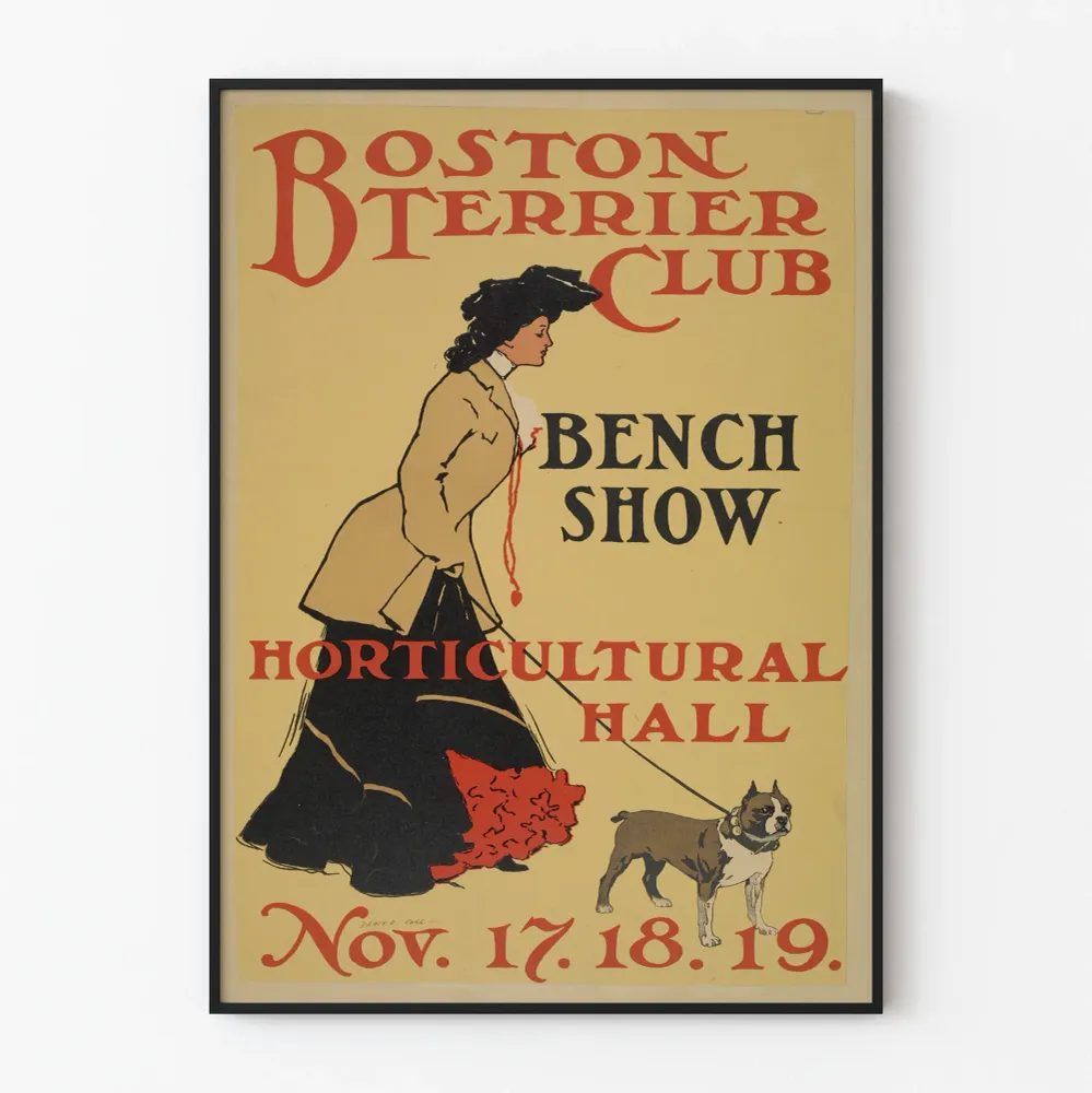 Affiche Vintage Boston Terrier Club - Décoration Murale Événement Canin Artem Legrand