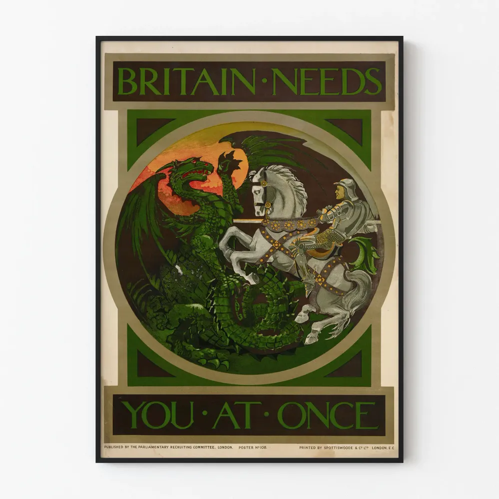 Affiche Vintage Britain Needs You at Once – Décoration Murale Historique Artem Legrand
