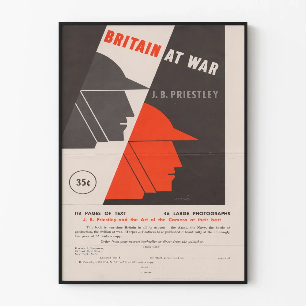 Affiche vintage Britain At War par J. B. Priestley pour décoration murale Artem Legrand
