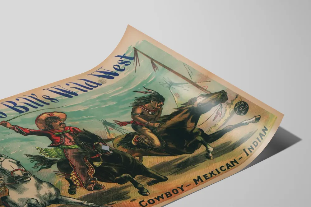 Affiche Vintage Buffalo Bill's Wild West Course Cowboy Mexicain Indien Artem Legrand