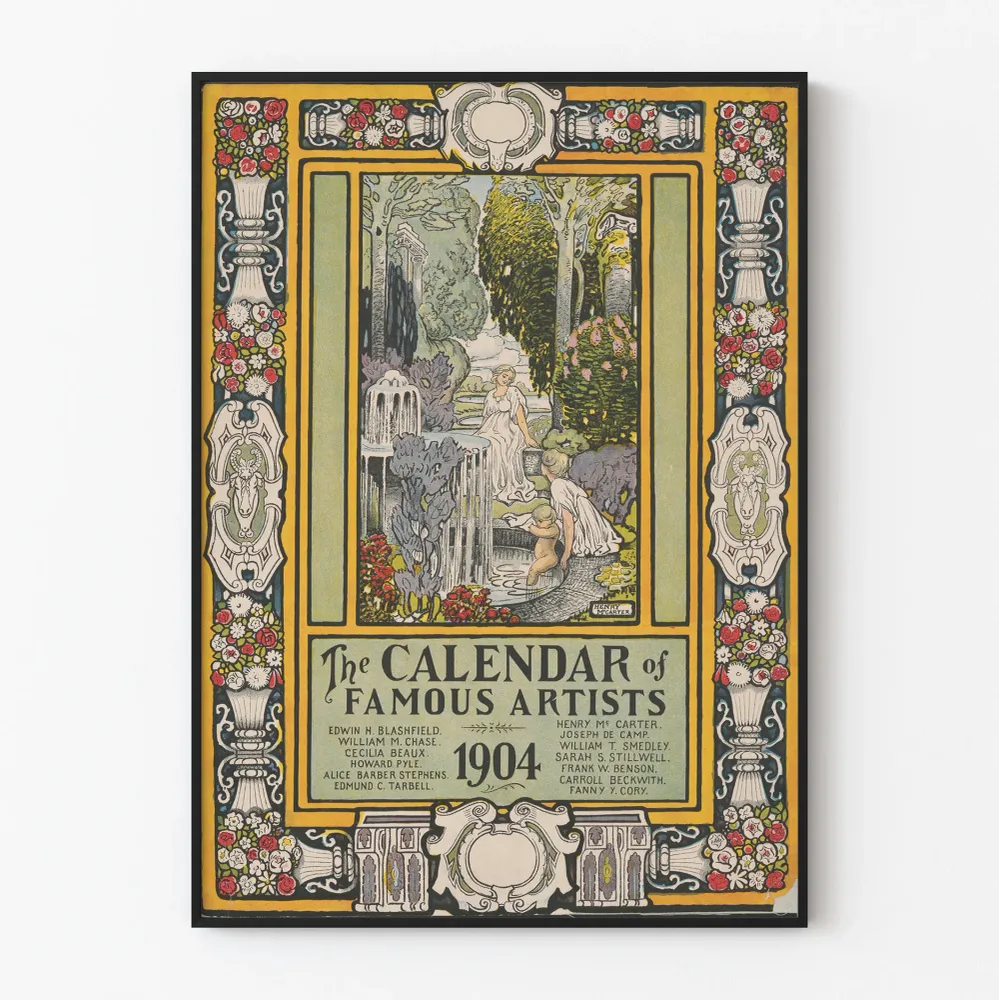 Affiche vintage Calendar Famous Artists 1904 pour décoration murale artistique Artem Legrand