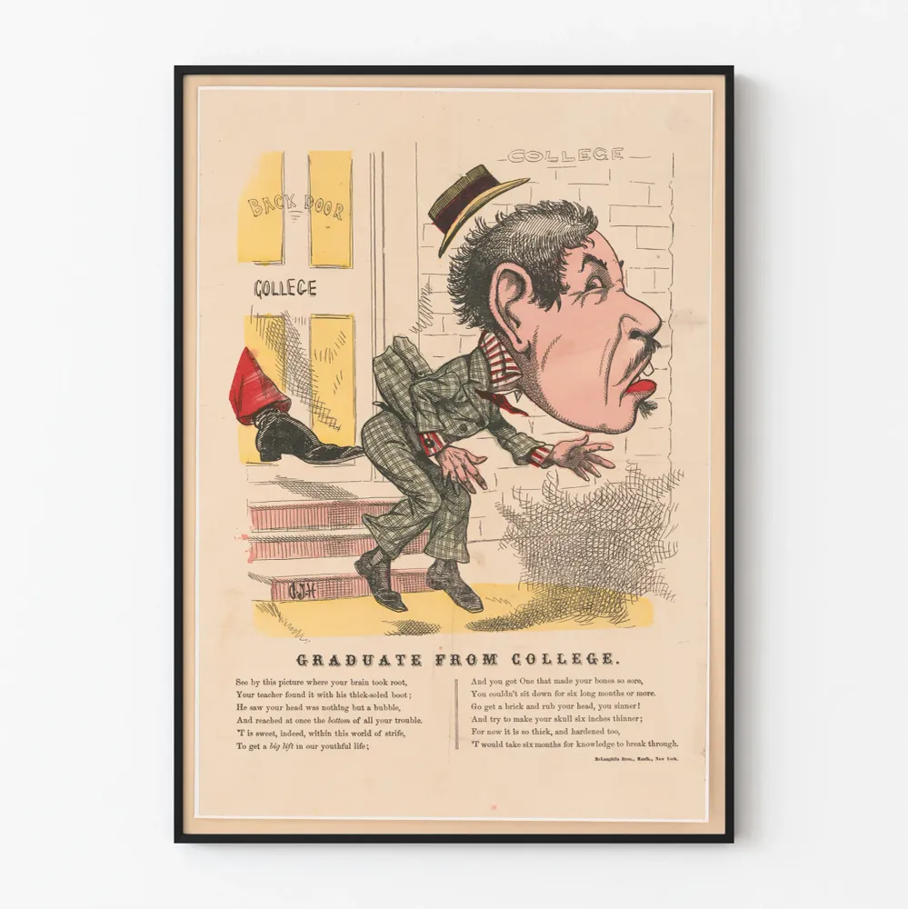 Affiche vintage caricature diplômé de l'université Artem Legrand