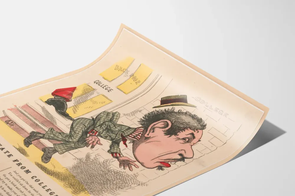 Affiche vintage caricature diplômé de l'université Artem Legrand