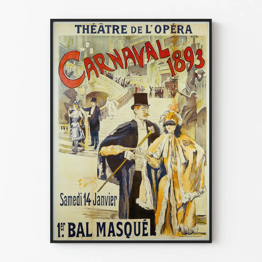 Affiche vintage Carnaval 1893 Théâtre de l'Opéra Bal Masqué Artem Legrand