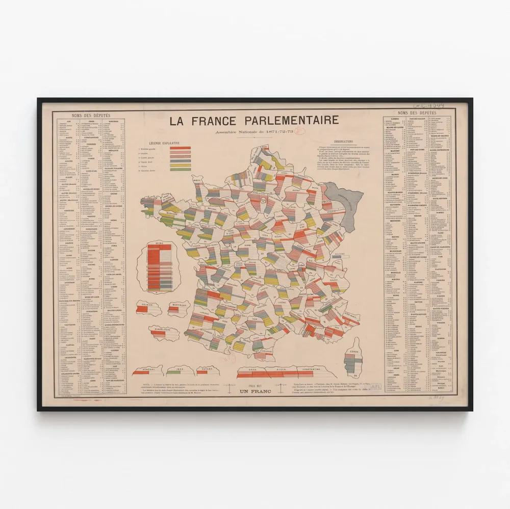 Affiche vintage carte politique France 1871-1873 Artem Legrand