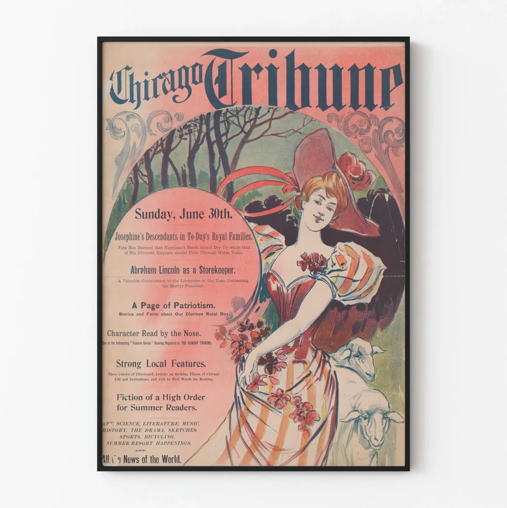Affiche vintage Chicago Tribune du 30 juin - Décoration murale élégante et historique Artem Legrand