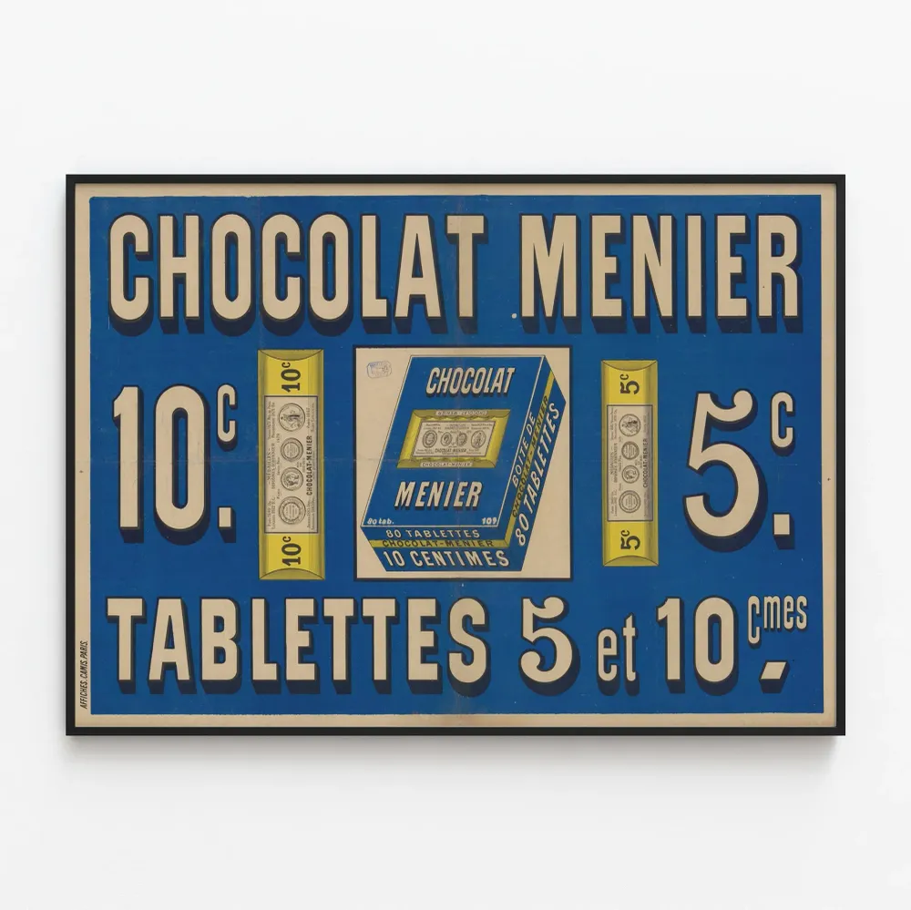 Affiche Vintage Chocolat Menier Tablettes 5 et 10 Centimes Artem Legrand