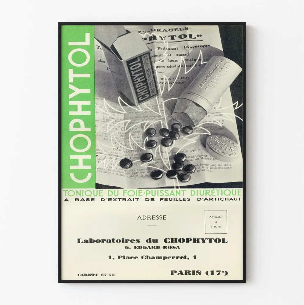 Affiche vintage Chophytol - Tonique du foie et diurétique naturel Artem Legrand