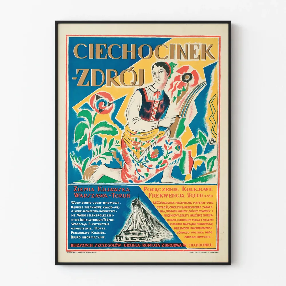 Affiche vintage Ciechocinek-Zdrój décoration murale colorée Artem Legrand