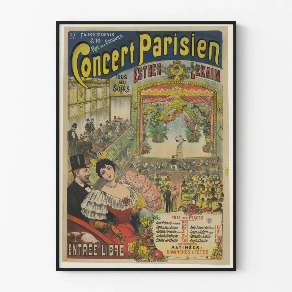Affiche Vintage Concert Parisien – Décoration Murale Théâtre Paris 1900 Artem Legrand