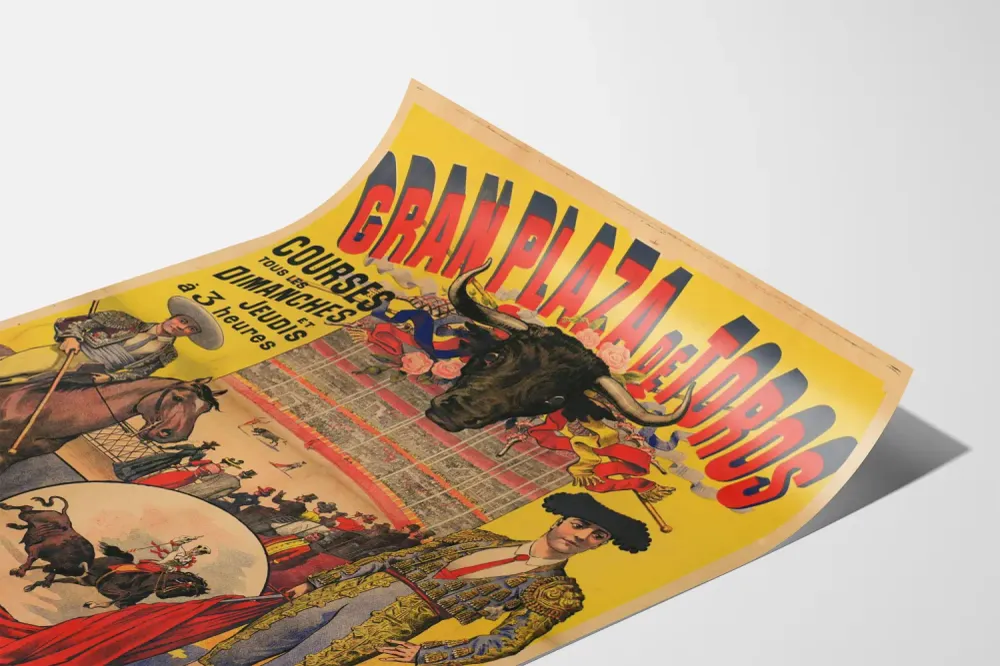 Affiche vintage corrida Gran Plaza de Toros Avenue du Bois de Boulogne Artem Legrand