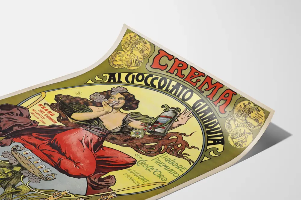 Affiche Vintage Crema al Cioccolato Gianduia – Décoration Murale Élégante Art Nouveau Artem Legrand