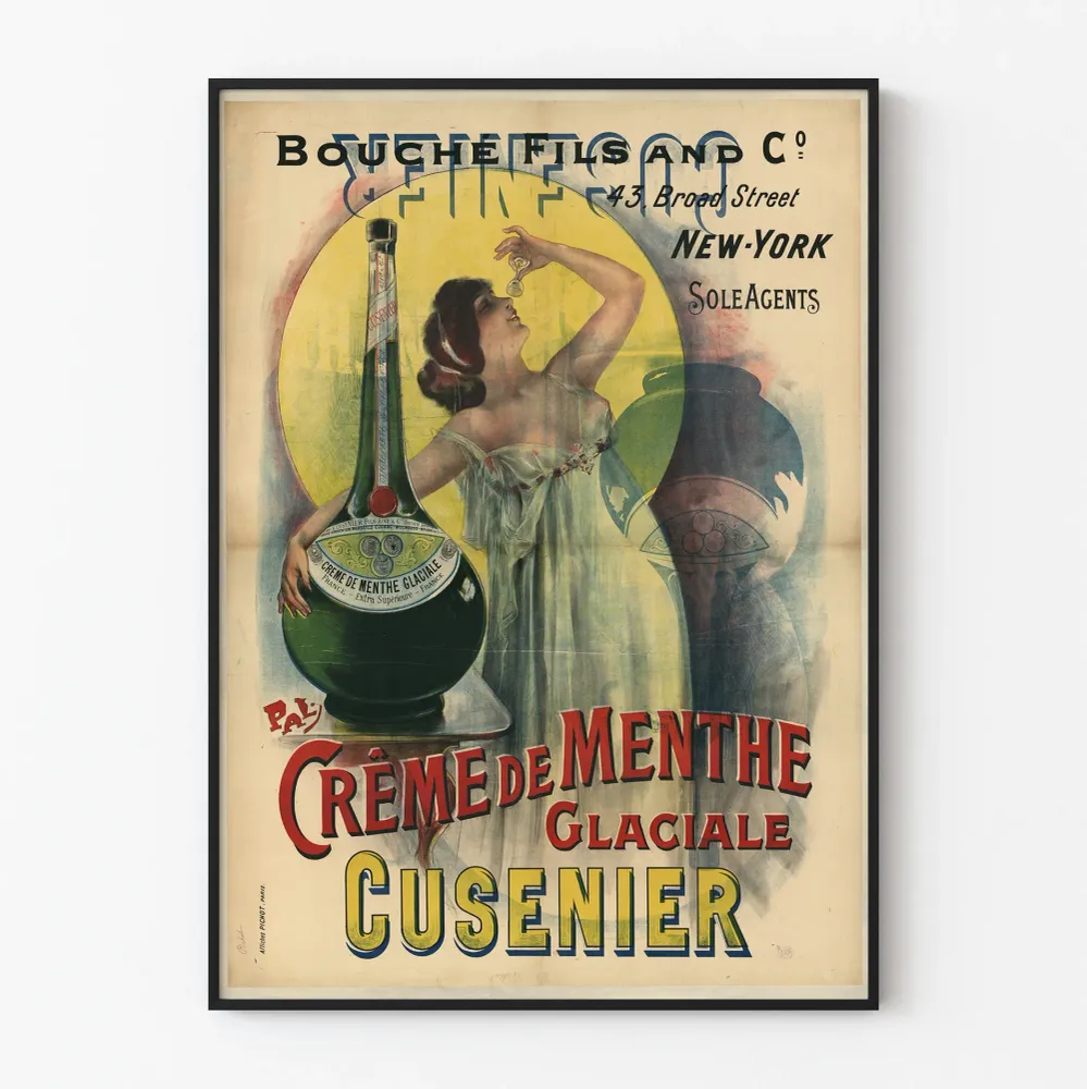 Affiche Vintage Crème de Menthe Glaciale Cusenier Décoration Murale Artem Legrand