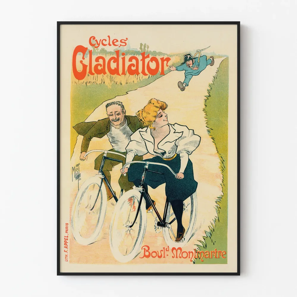 Affiche vintage Cycles Gladiator pour décoration murale rétro Artem Legrand