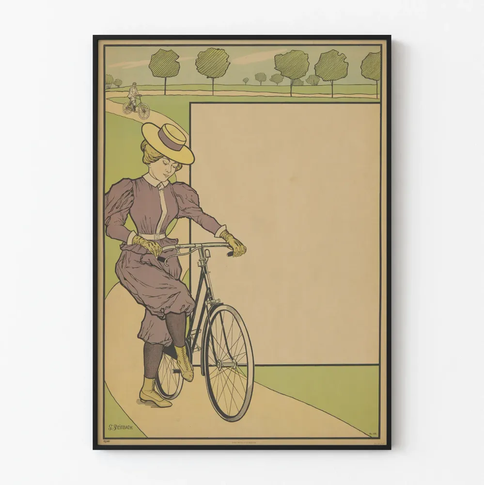 Affiche vintage Cyclisme Femme en Balade Artem Legrand