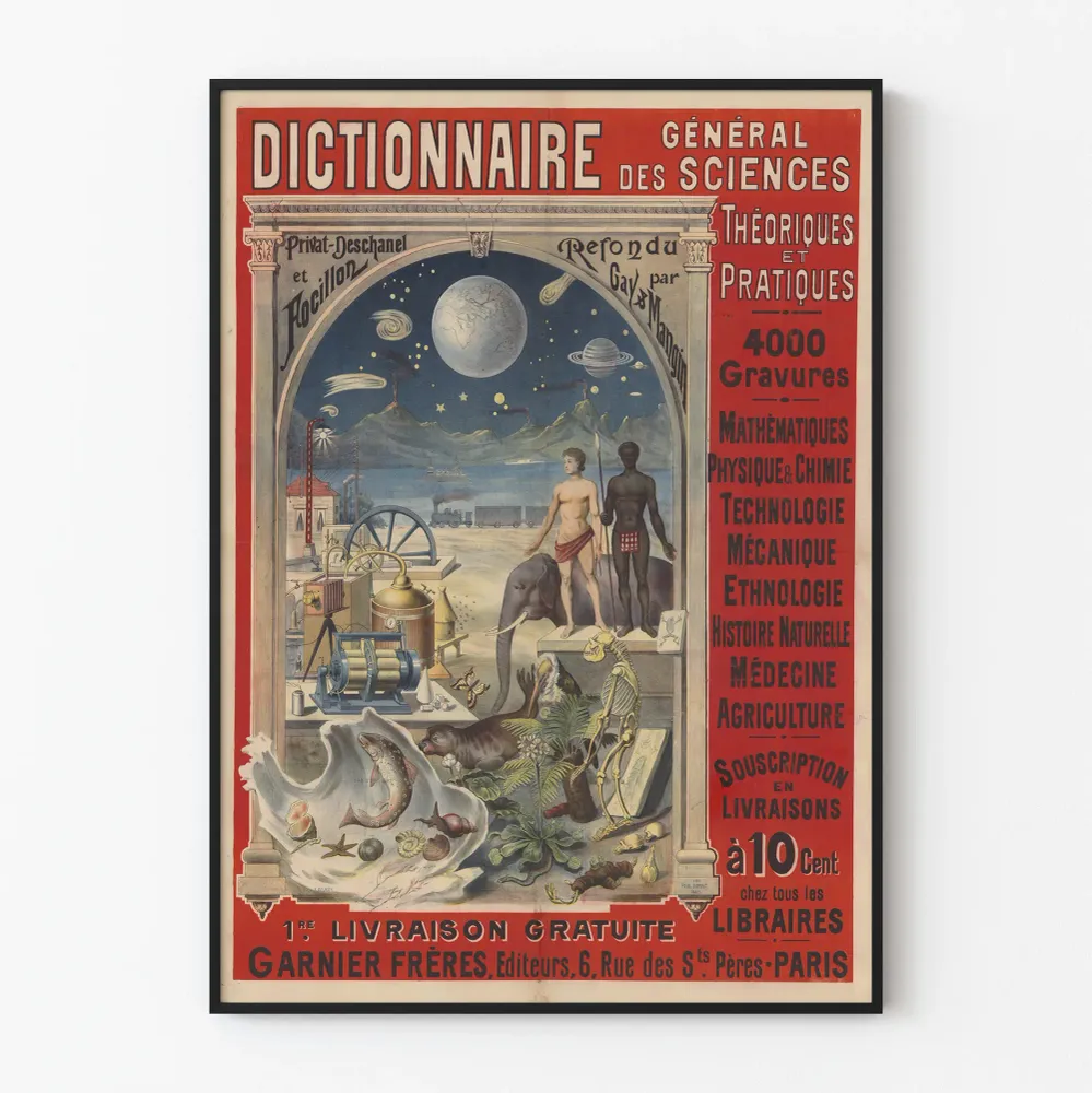 Affiche vintage Dictionnaire Général des Sciences Théoriques et Pratiques Artem Legrand
