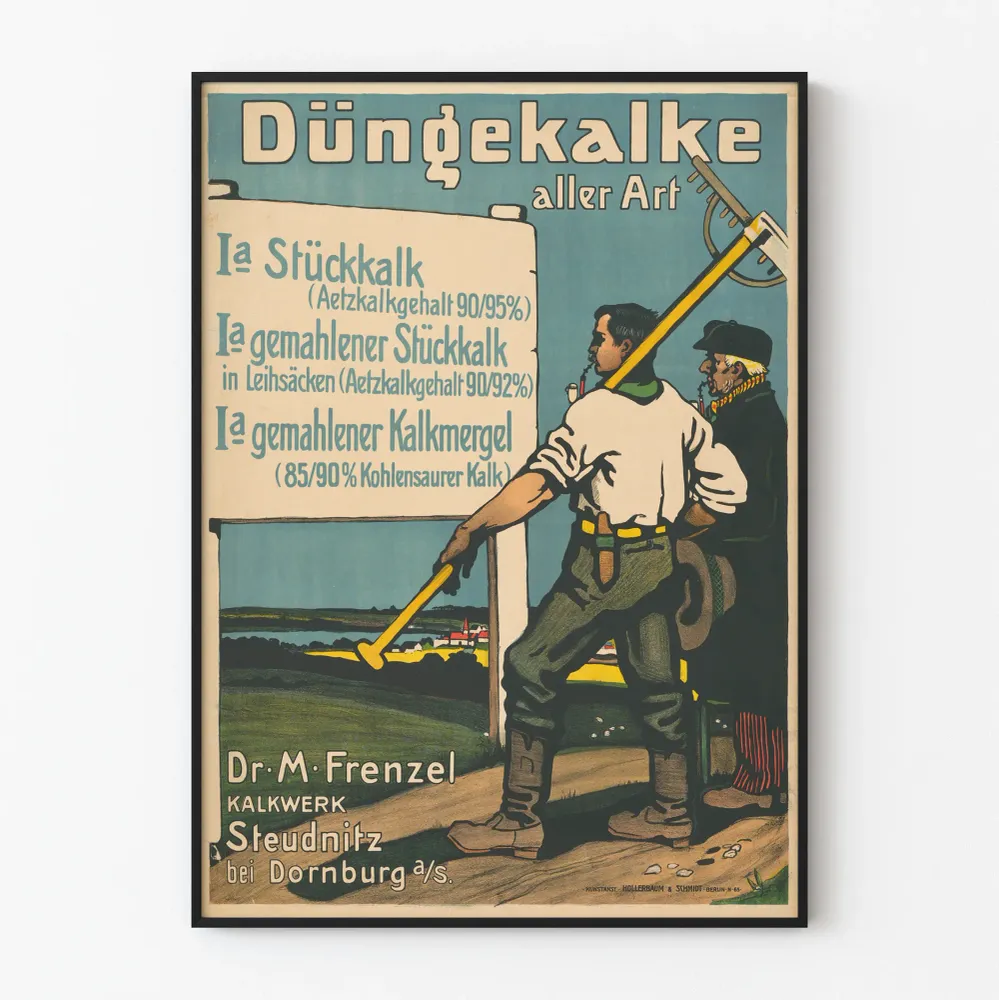 Affiche vintage Düngerkalke - Annonce publicitaire allemande ancienne Artem Legrand