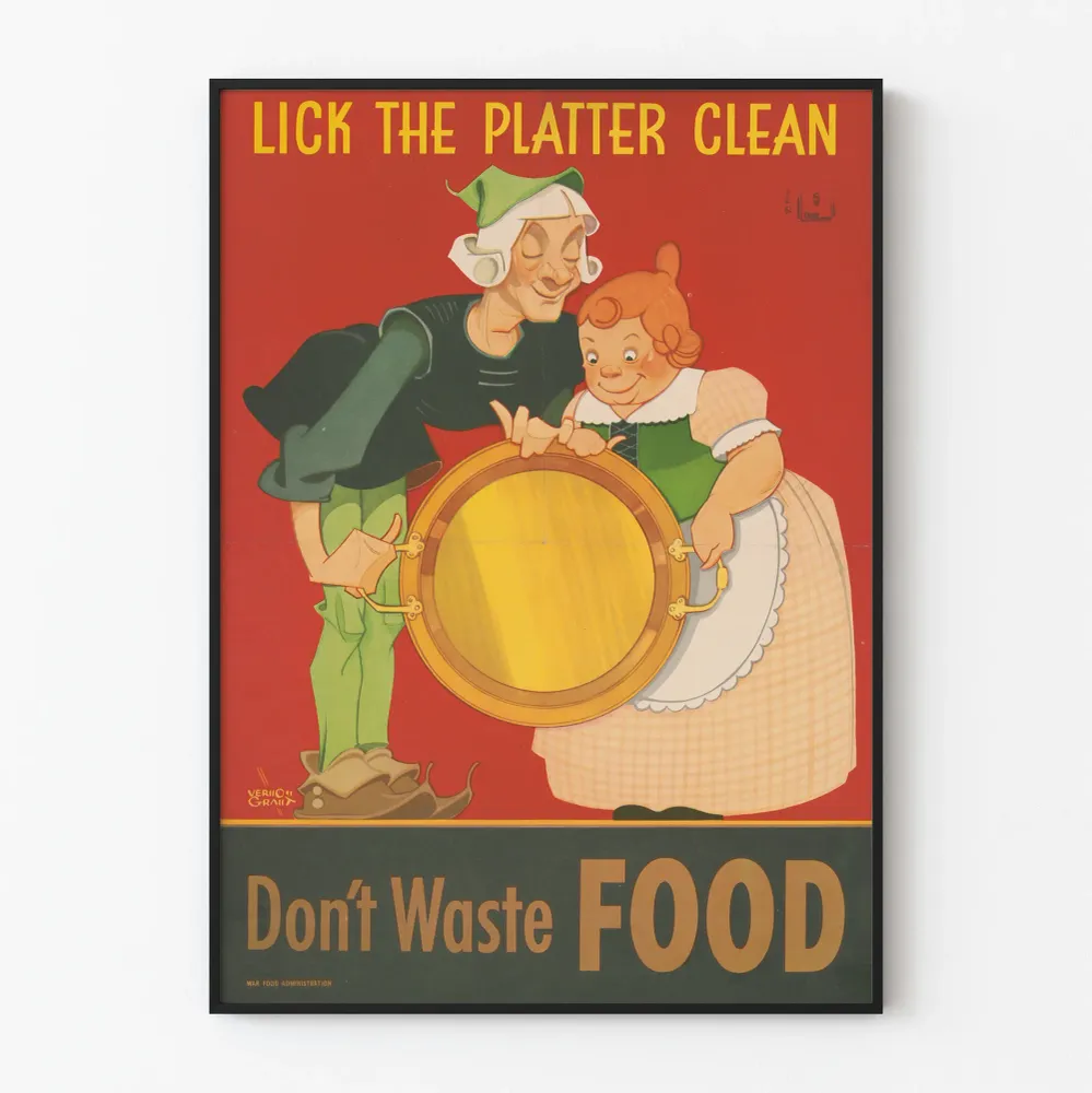 Affiche vintage Don't Waste Food - Poster décoration murale cuisine Artem Legrand