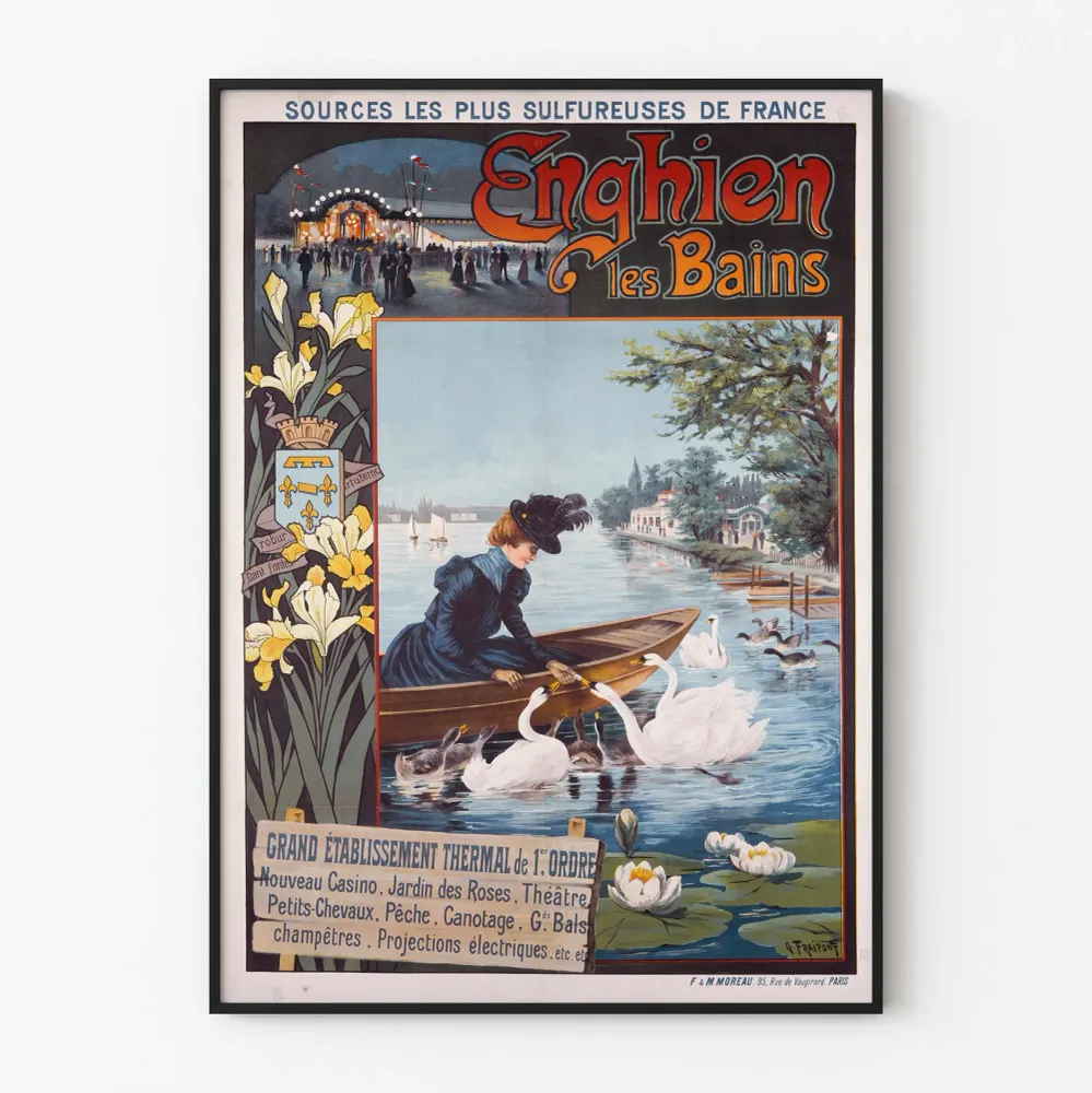 Affiche vintage Enghien-les-Bains, station thermale et loisirs Artem Legrand